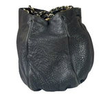 Fendi Vintage Black Leather Mia Chain Tote