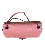 Chanel Pink Chevron Lambskin Flap Bag 2015