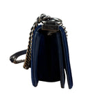 Chanel Blue Velvet Quilted Mini Boy Bag 2012
