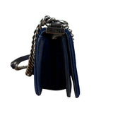 Chanel Blue Velvet Quilted Mini Boy Bag 2012