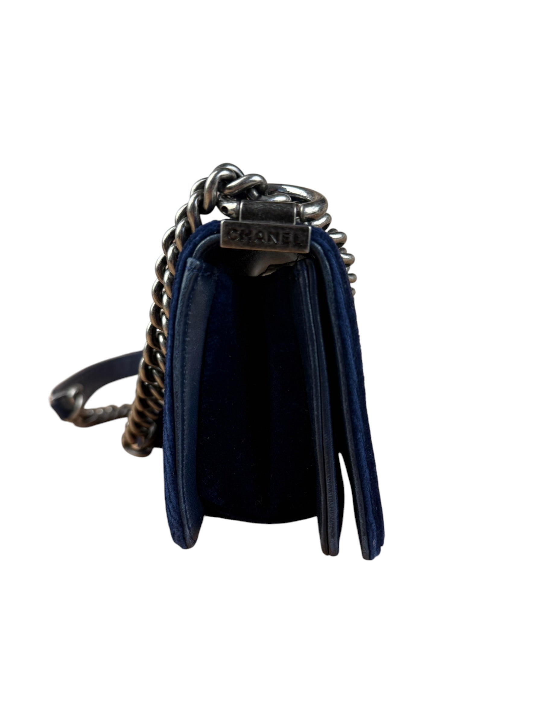 Chanel Blue Velvet Quilted Mini Boy Bag 2012