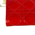 Christian Dior Cannage Red Patent Leather Wallet On Chain