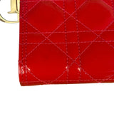Christian Dior Cannage Red Patent Leather Wallet On Chain