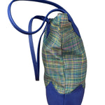 Vivienne Westwood Blue/Green Woven Plaid Saturn Shoulder Bag