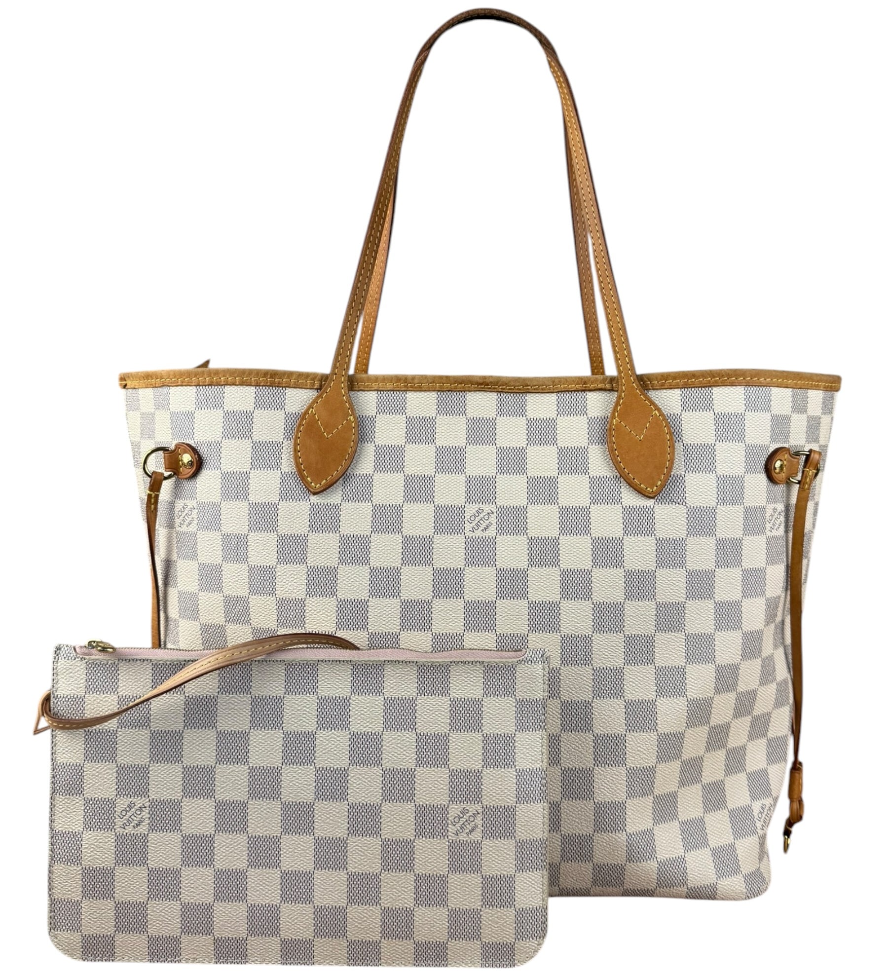 Louis Vuitton Neverfull MM Damier Azure Rose Interior w/ Pouch