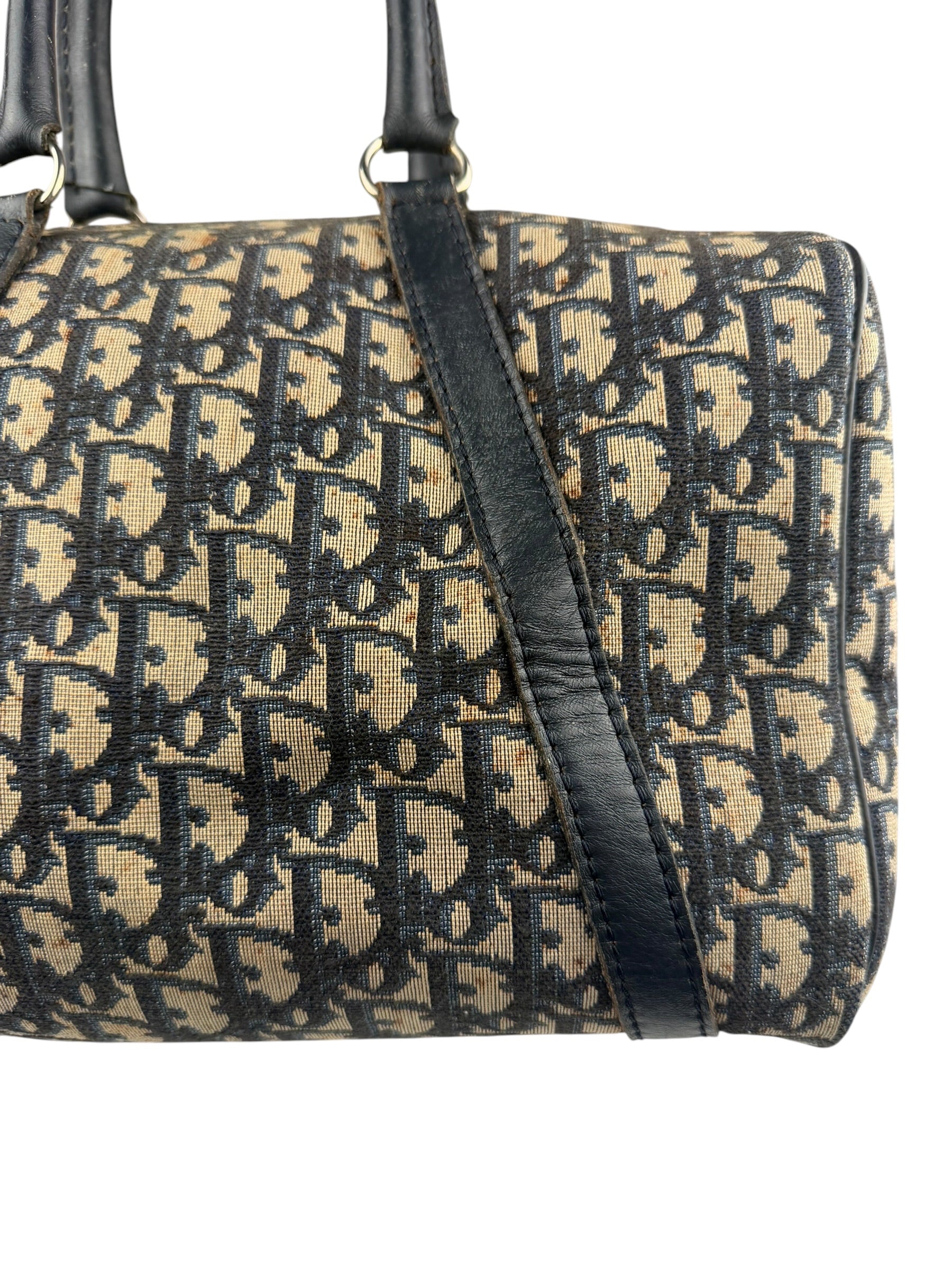 Christian Dior Vintage Canvas Monogram Trotter Oblique Boston Hand Bag
