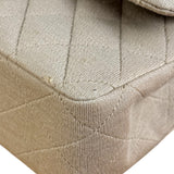 Chanel Beige Jersey Leather Trim Classic Double Flap Bag 2005