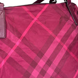 Burberry Plum Nylon/Leather Trim Nova Check Buckleigh Packable Tote