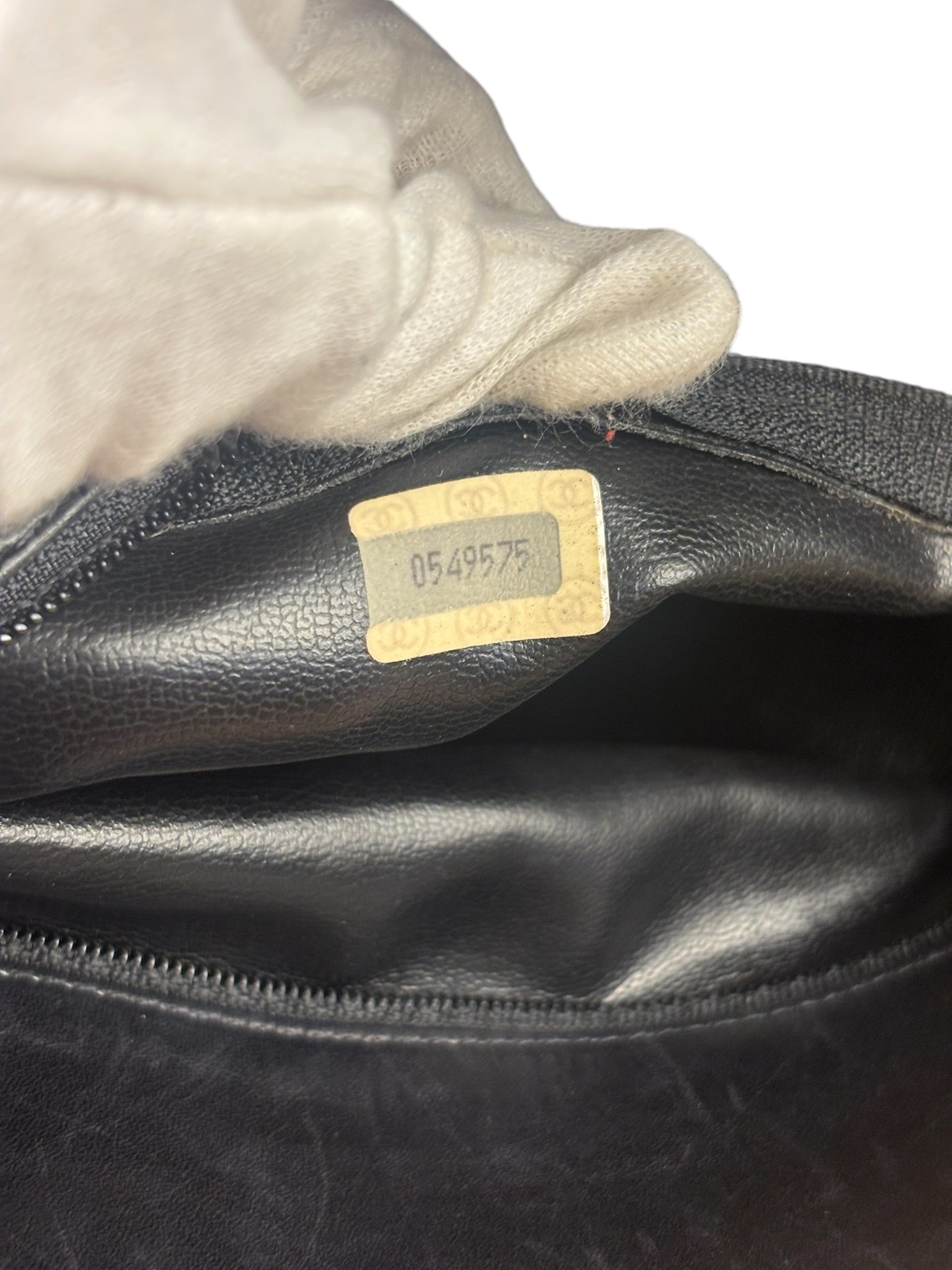 Chanel Vintage Black Leather Quilted Bottom Chain Tote Bag 1987