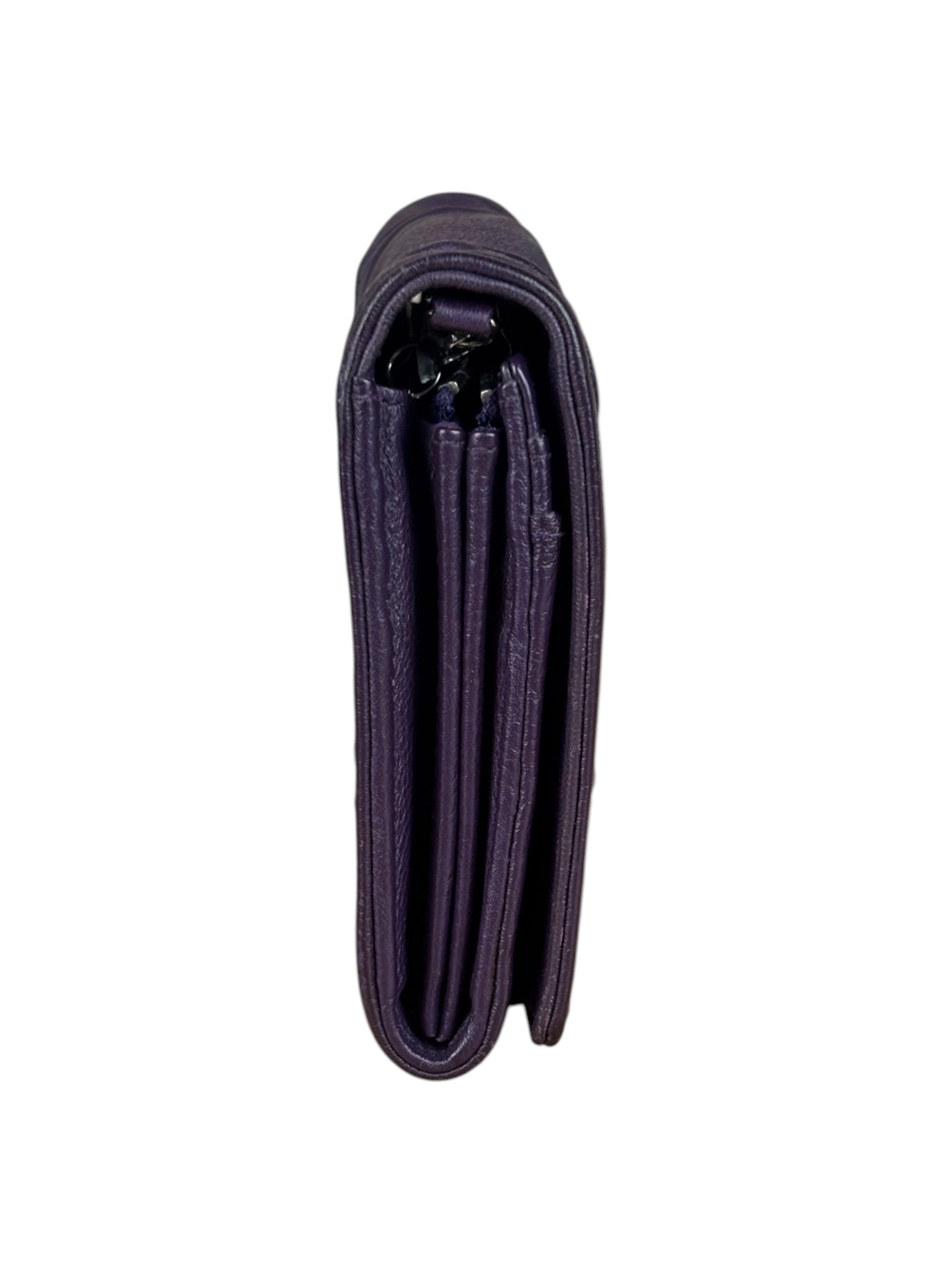 Christian Dior Purple Leather Diorama Wallet on Chain Bag