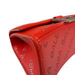Balenciaga Red Leather Hourglass XS Rhinestones Two-Way Bag