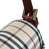 Burberry Burgundy Leather Trim House Check Shoulder Bag
