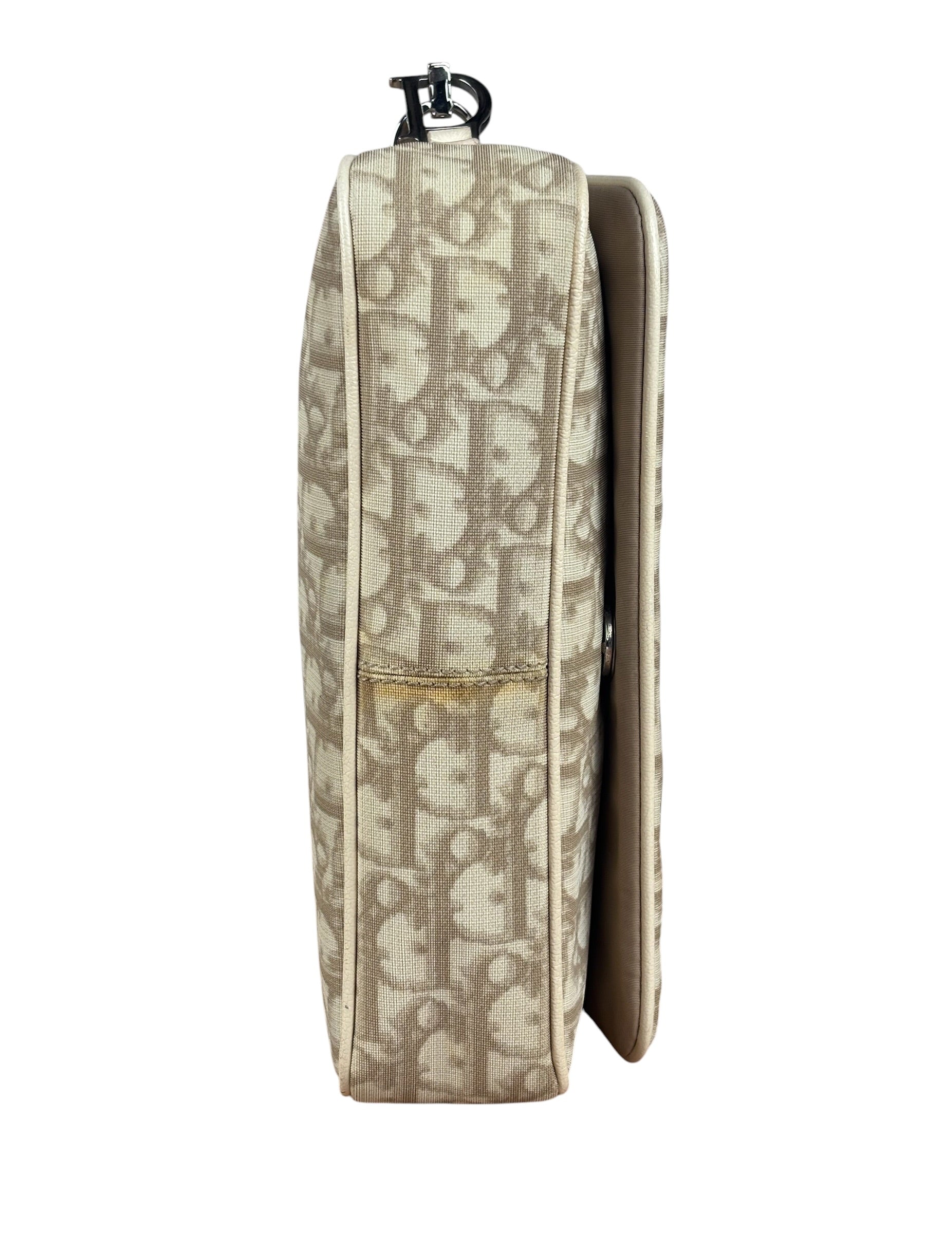Christian Dior Beige Embroidered Trotter Flap Crossbody Bag