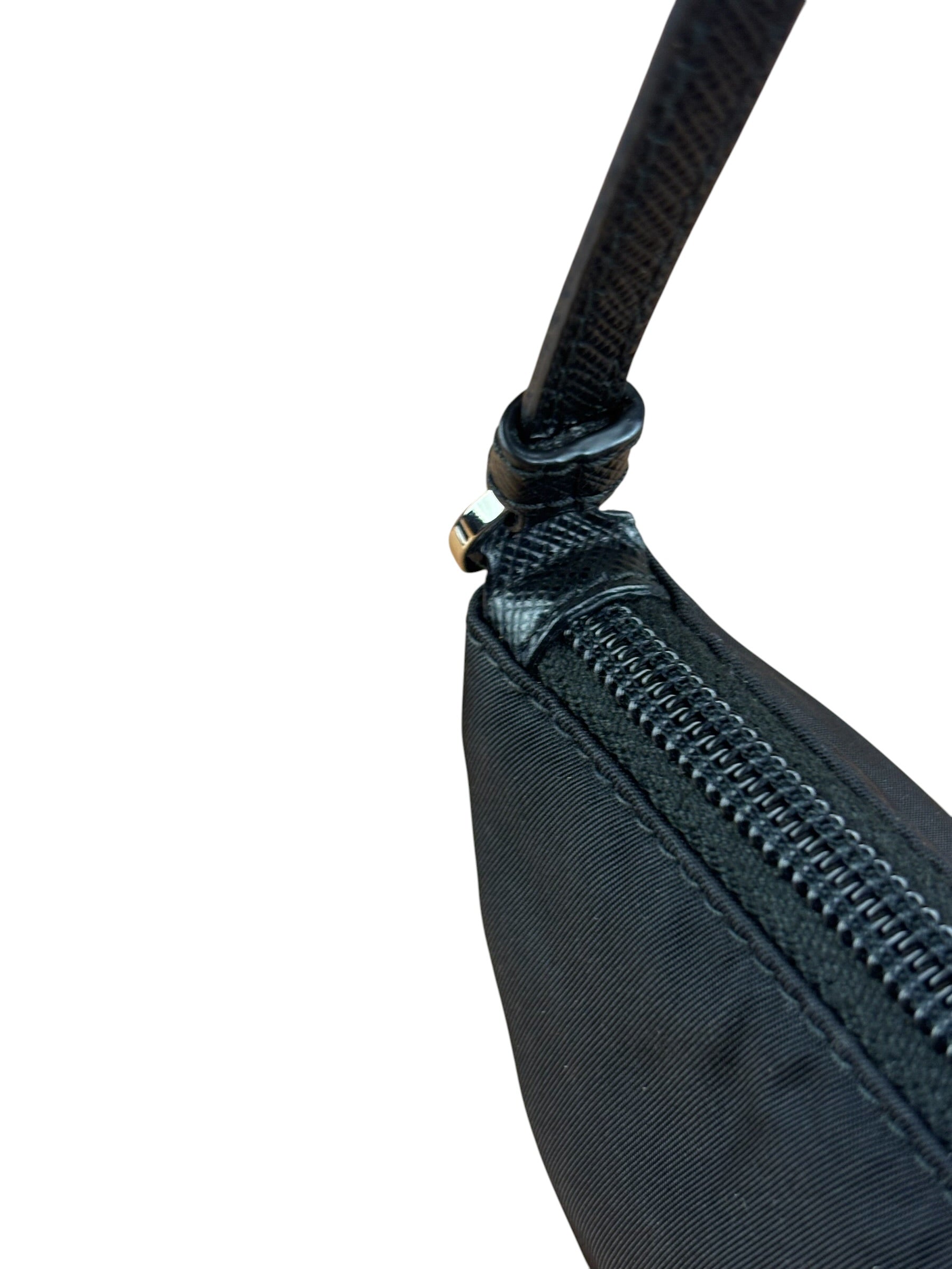 Prada Black Leather Trim Tessuto Nylon Pochette