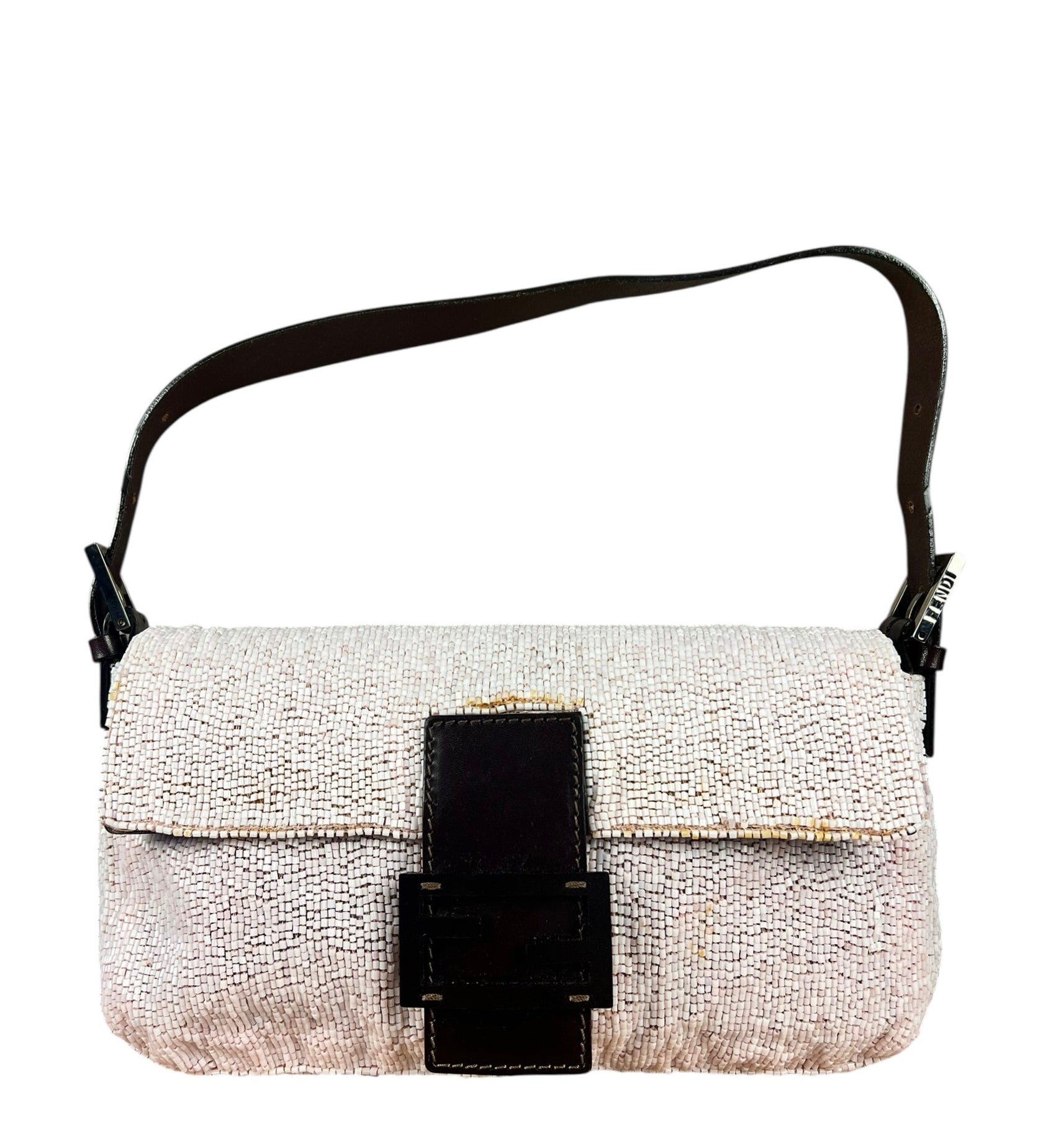 Fendi Pelle Rosa Beaded Baguette