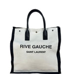 Saint Laurent Beige/Black Rive Gauche Canvas Tote Bag