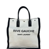 Saint Laurent Beige/Black Rive Gauche Canvas Tote Bag
