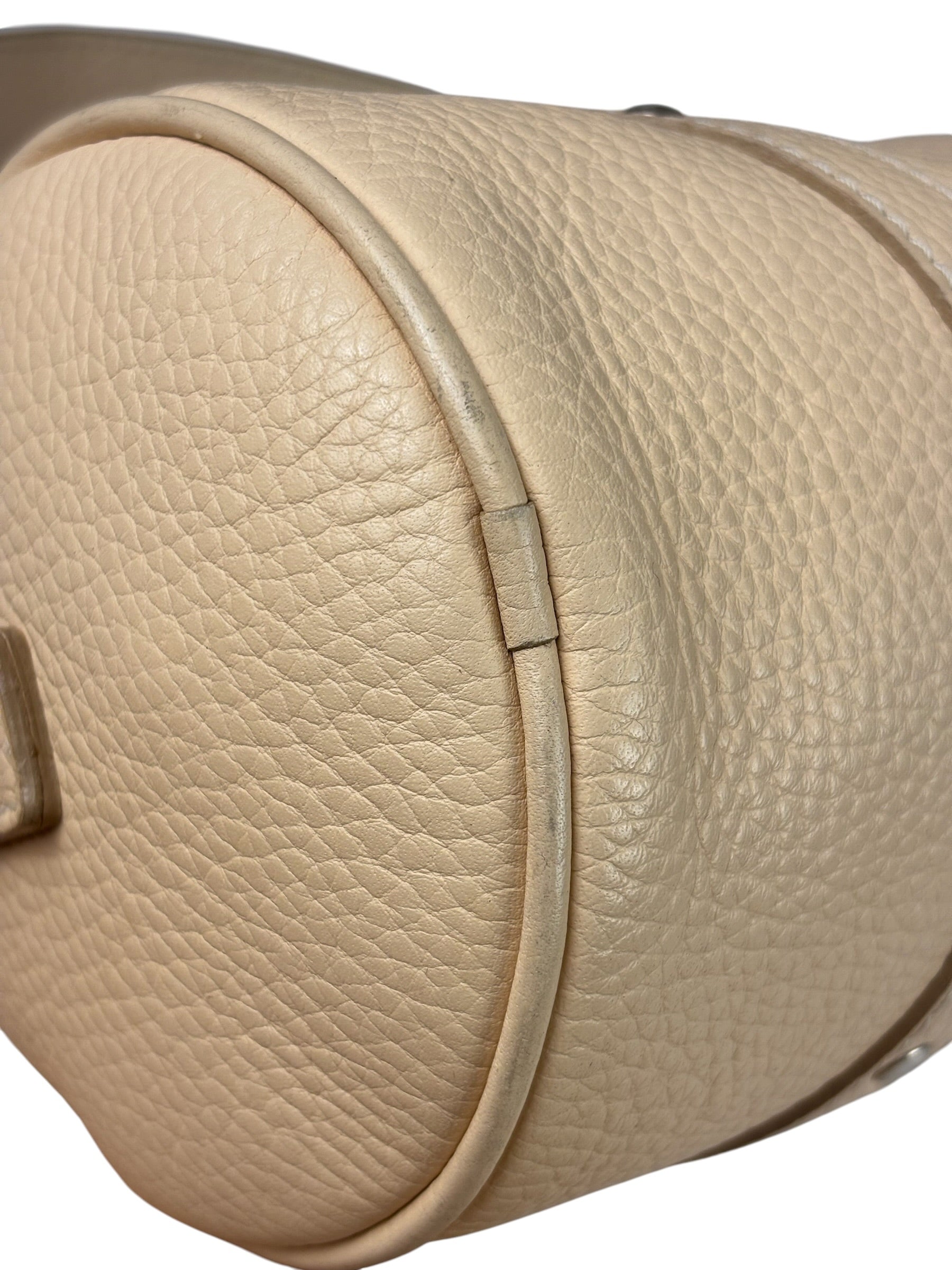Burberry Cream Calfskin Barrel Shoulder Bag