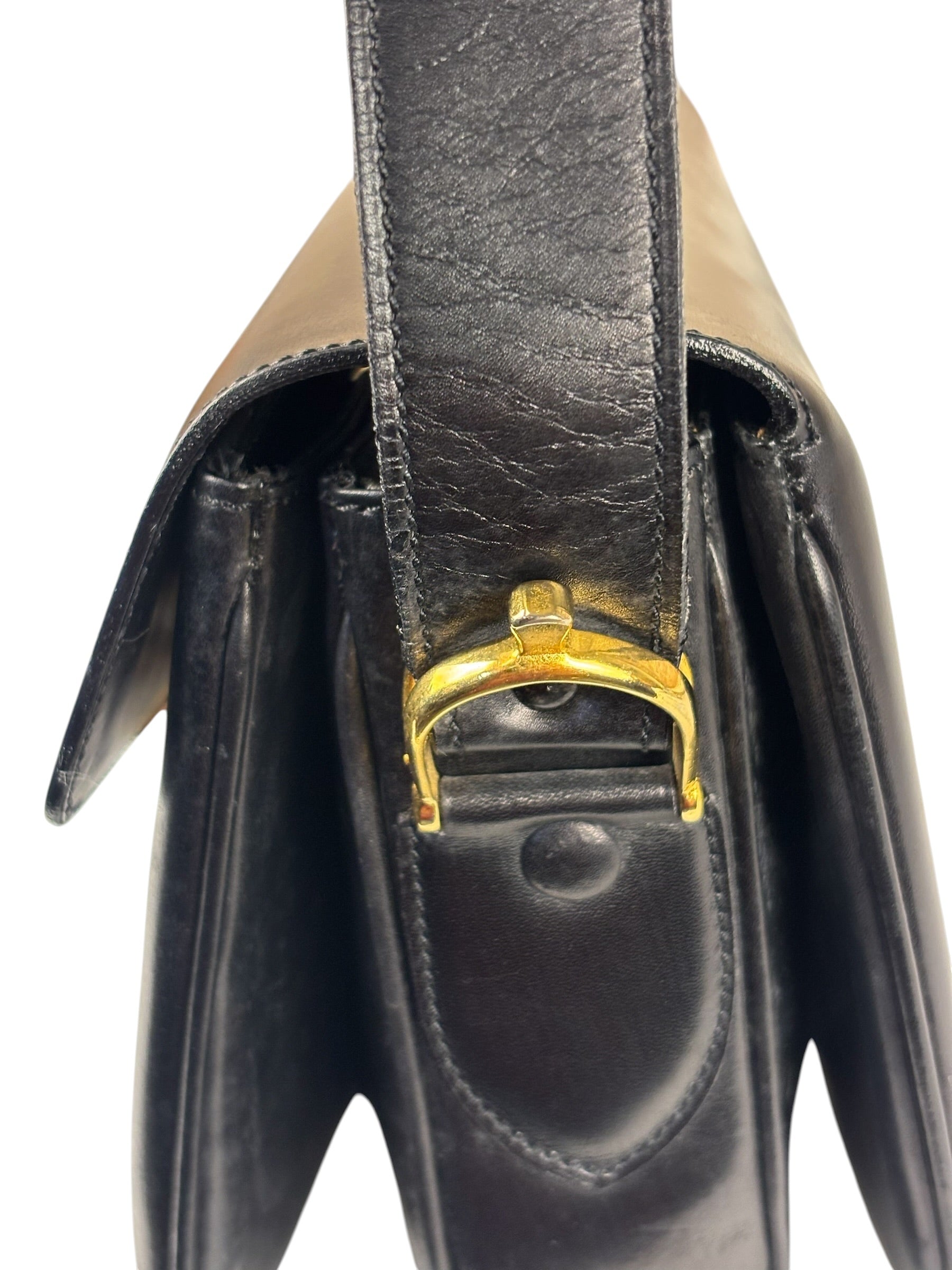 Celine Vintage Black Leather Shoulder Bag