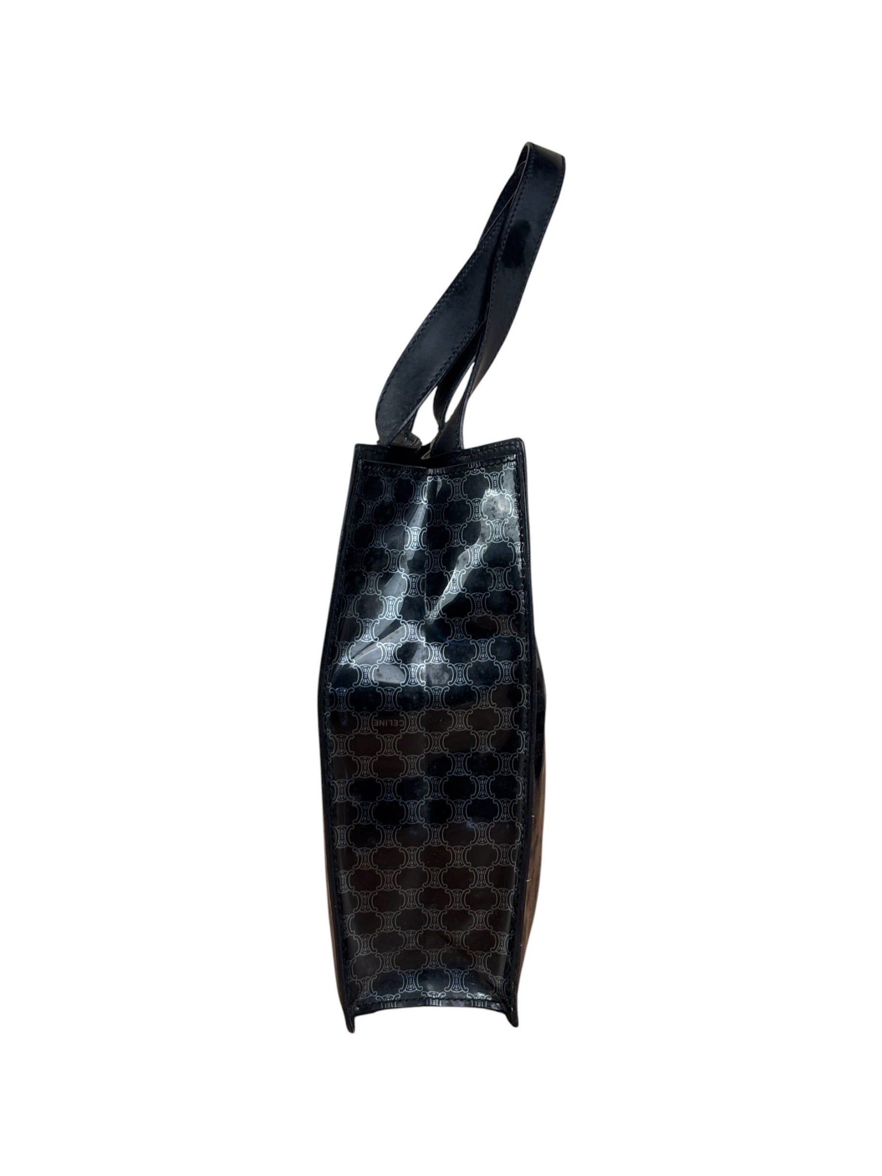 Celine Vintage Black Patent Leather Macdam Vernis Tote Bag