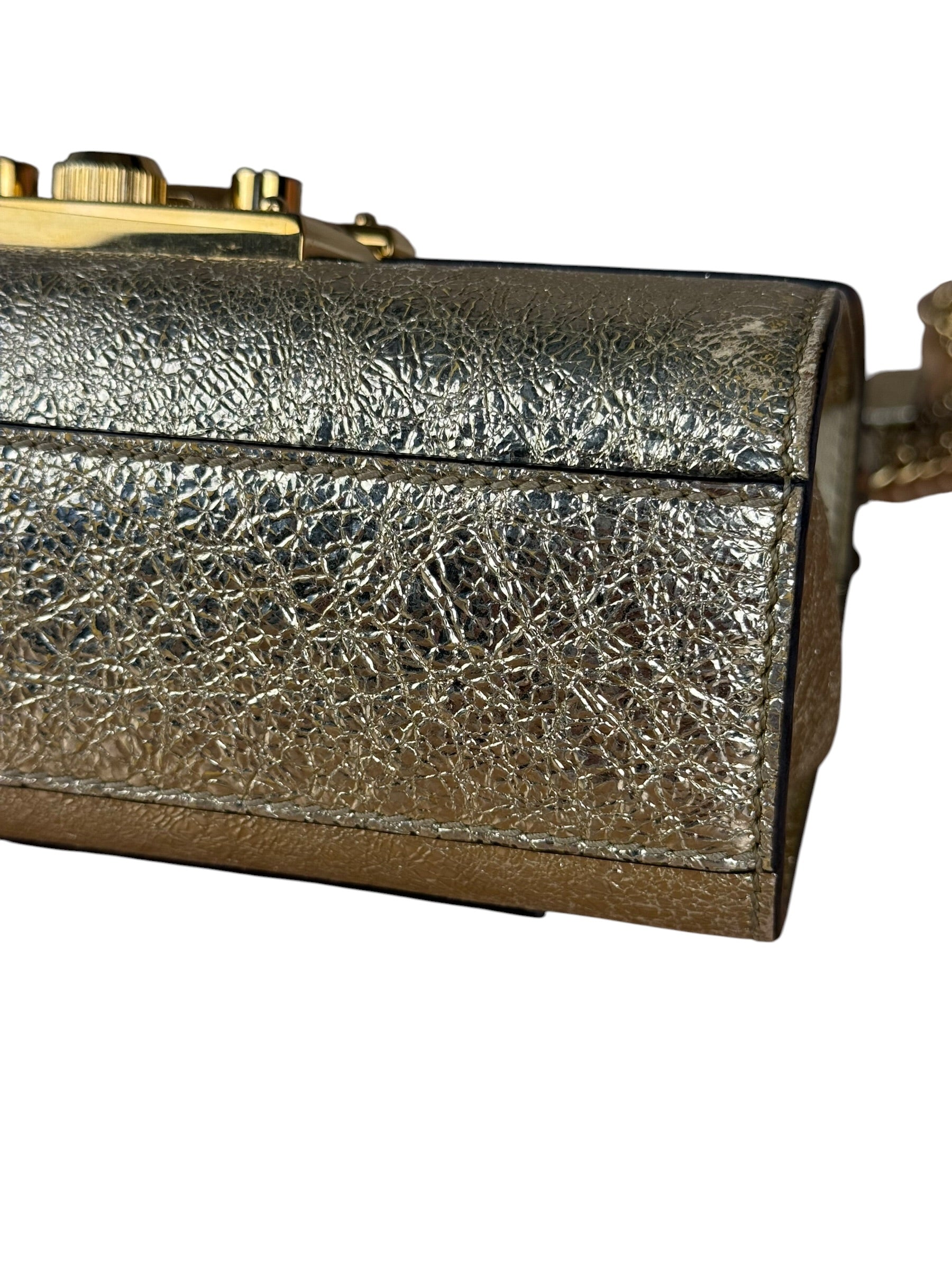 Gucci Gold Metallic Padlock Small Chain Shoulder Bag