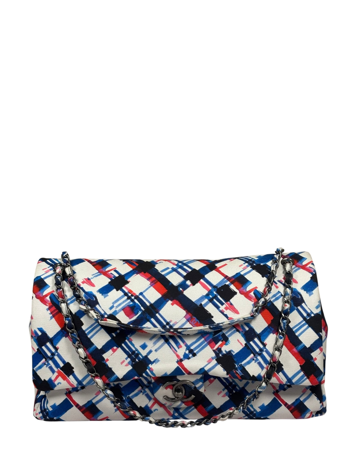 Chanel White-Multi Canvas Airline Printed XXL Travel Flap Bag 2016