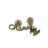 Chanel Gold Tone Cursive CC Climber Clip-On Earrings