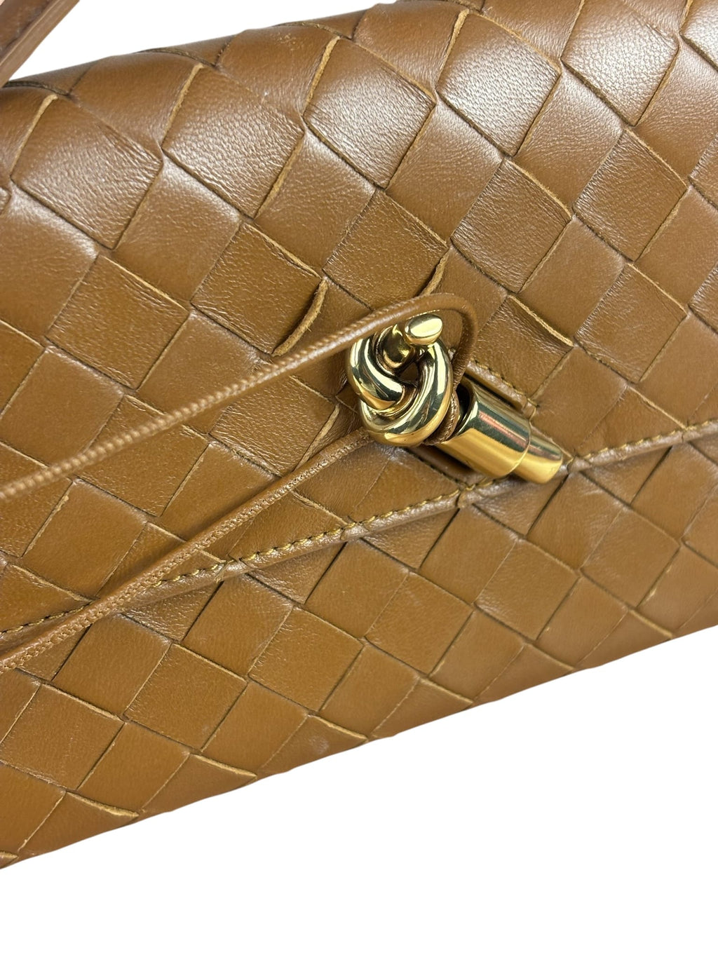 Bottega Veneta Caramel Leather Intrecciato Adiamo Clutch
