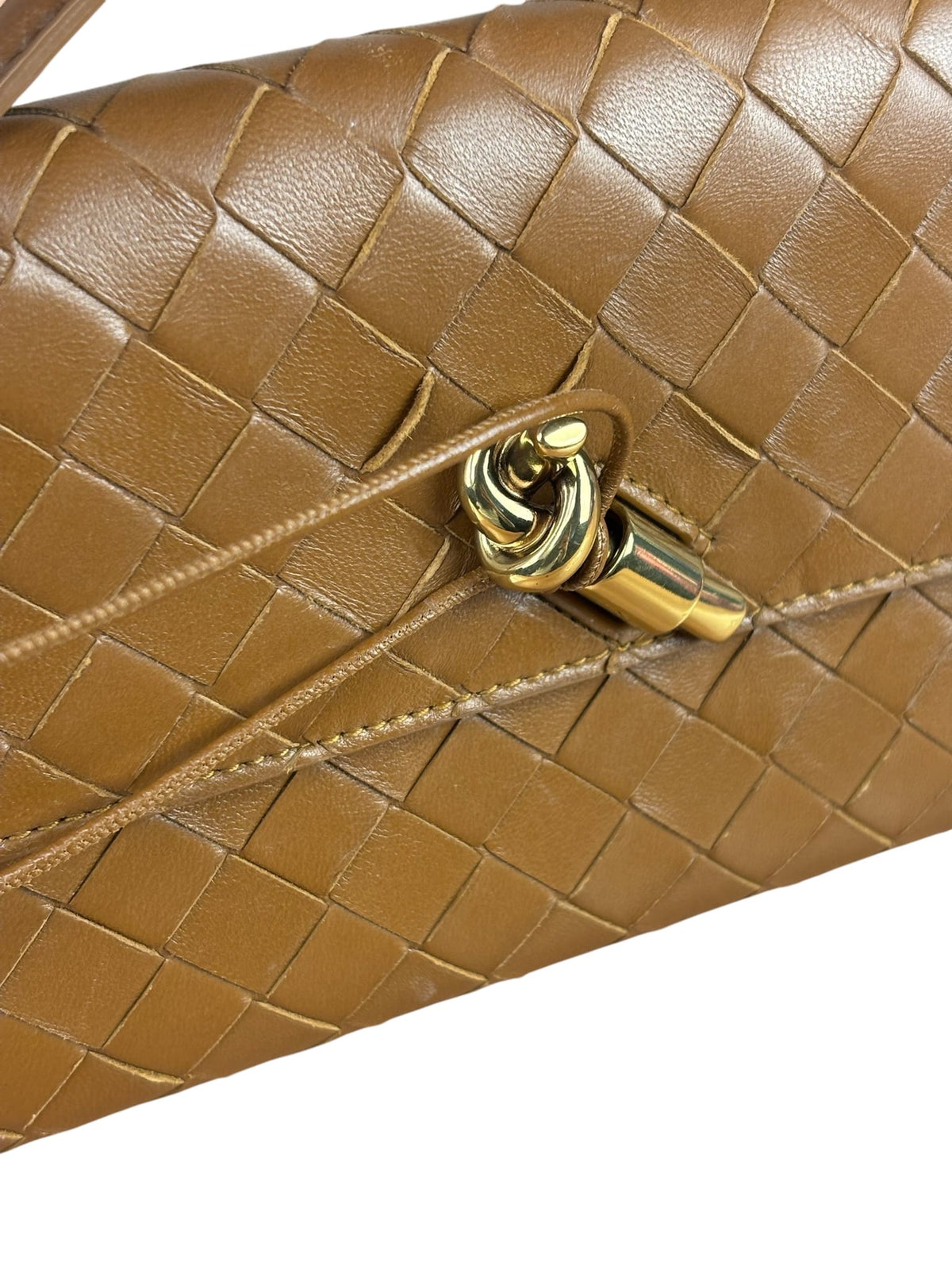 Bottega Veneta Caramel Leather Intrecciato Adiamo Clutch