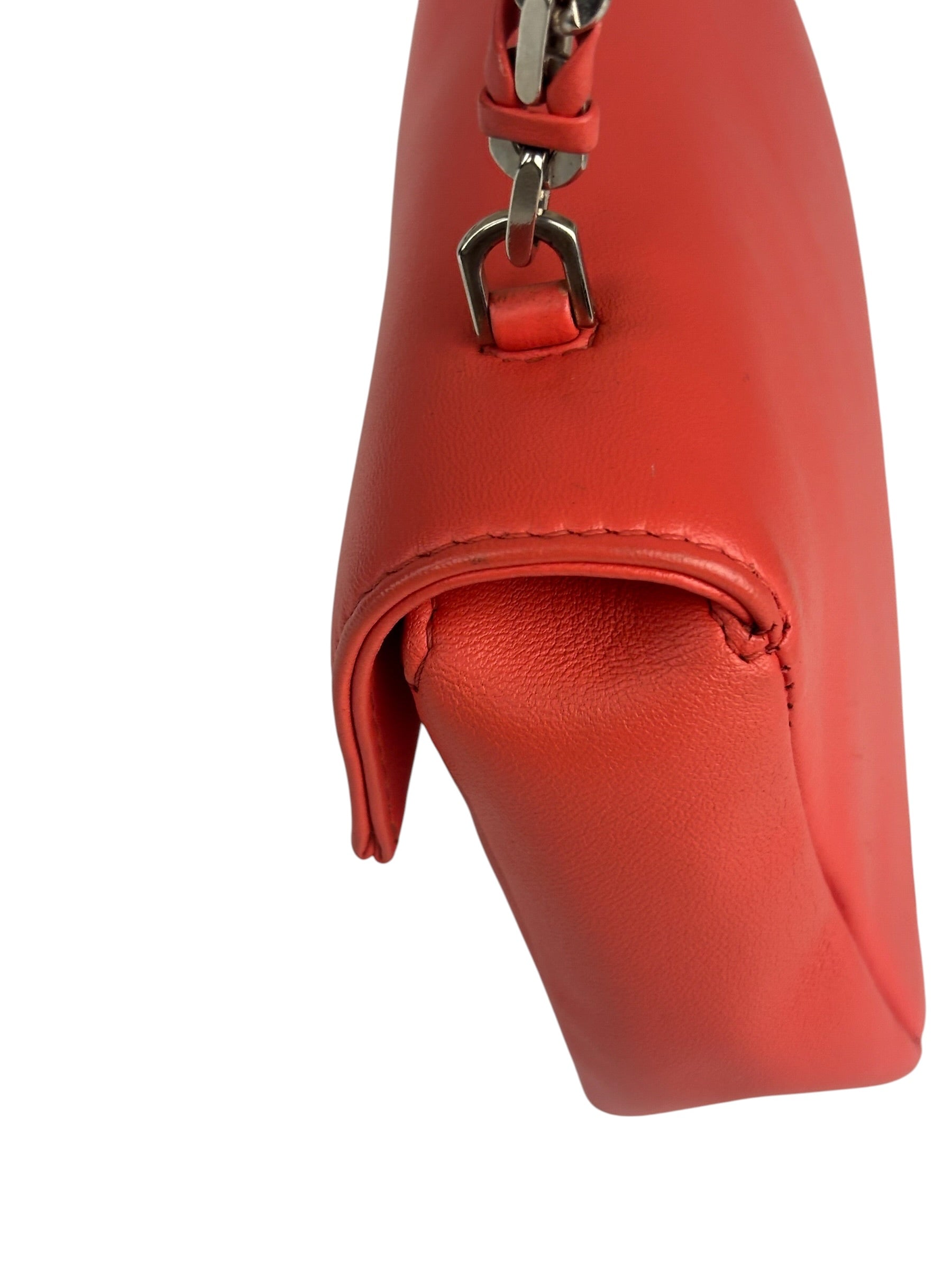 Fendi Coral Pink Leather Mini Baguette