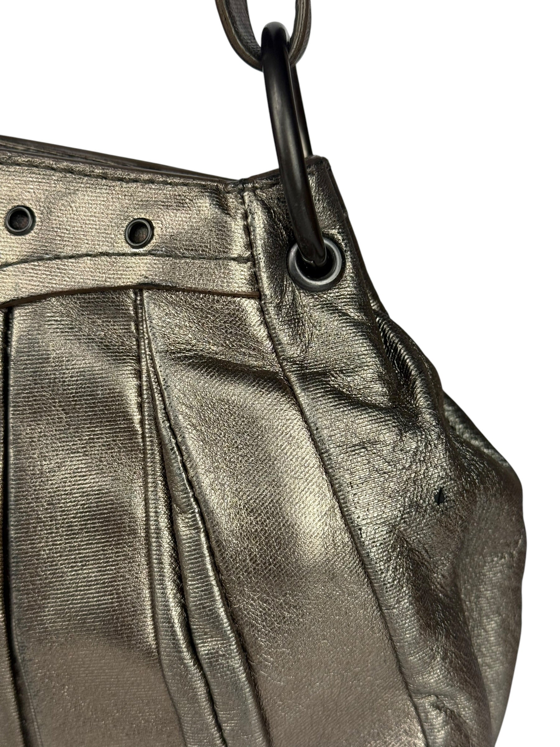 Bottega Veneta Metallic Pleated Shoulder Bag