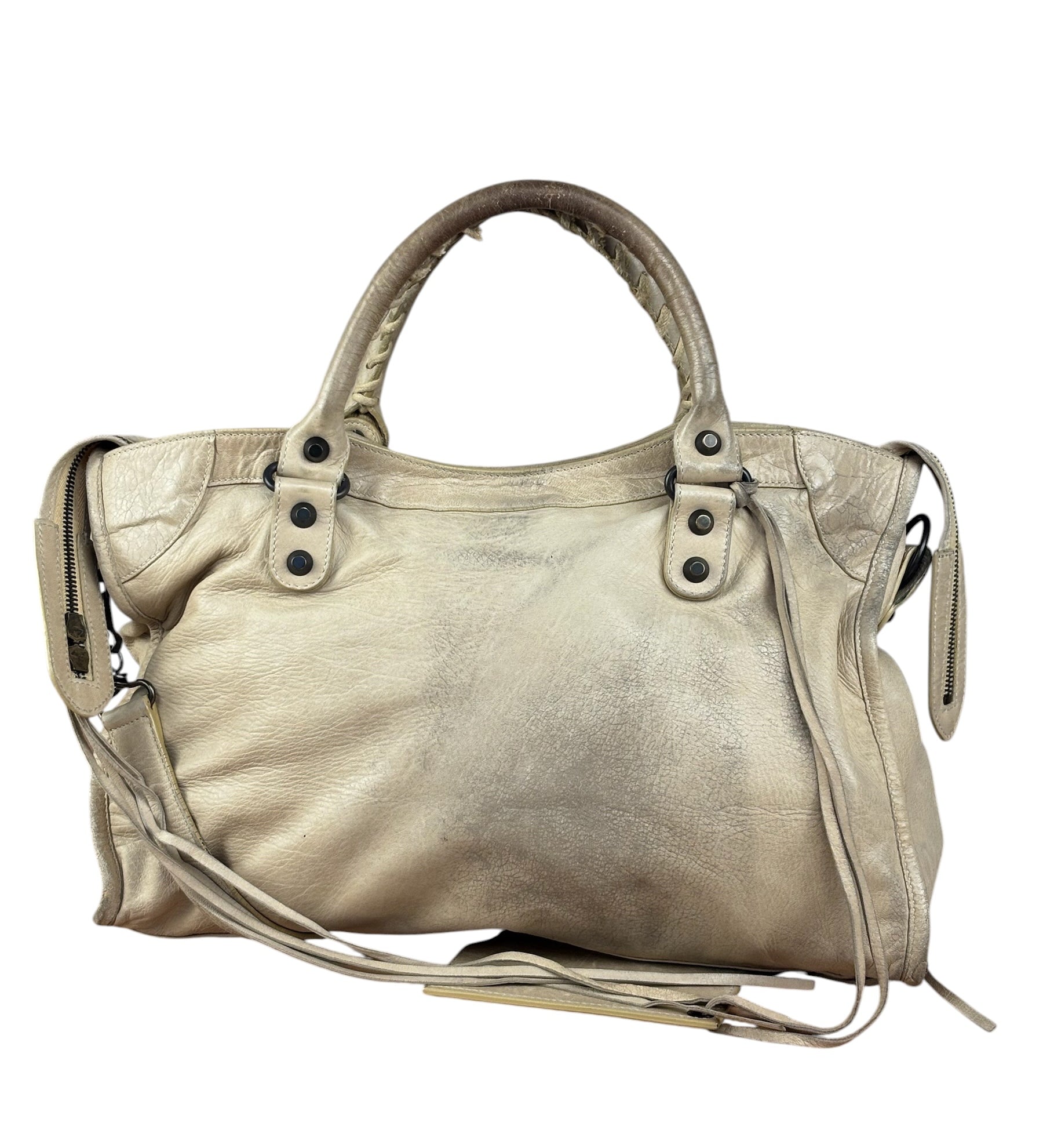 Balenciaga Vintage Almond Beige Leather Small City Two-Way Bag