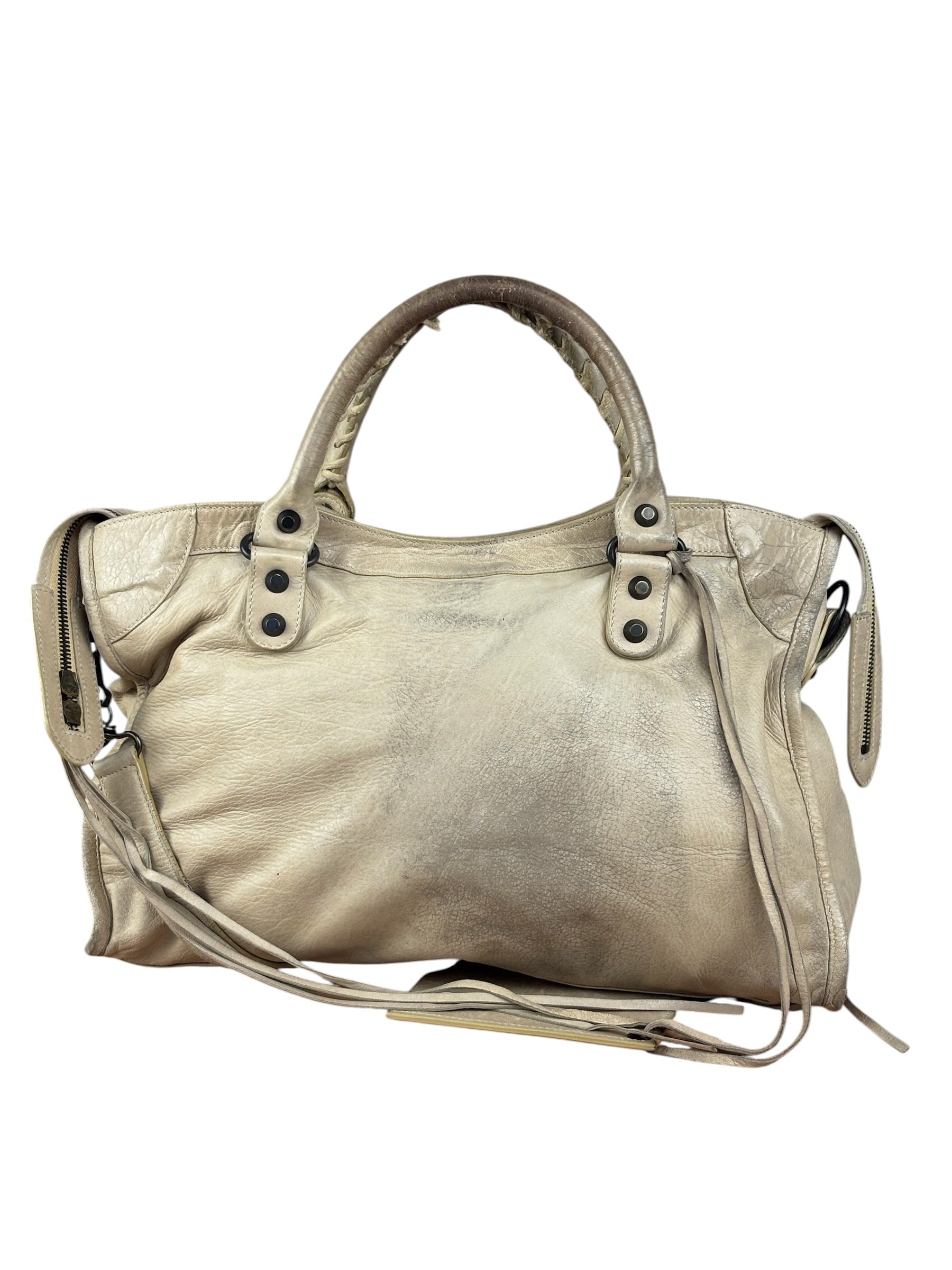 Balenciaga Vintage Almond Beige Leather Small City Two-Way Bag