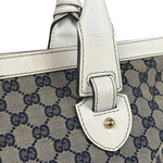 Gucci Navy Leather Trim GG Sherry Line Heritage Shoulder Bag