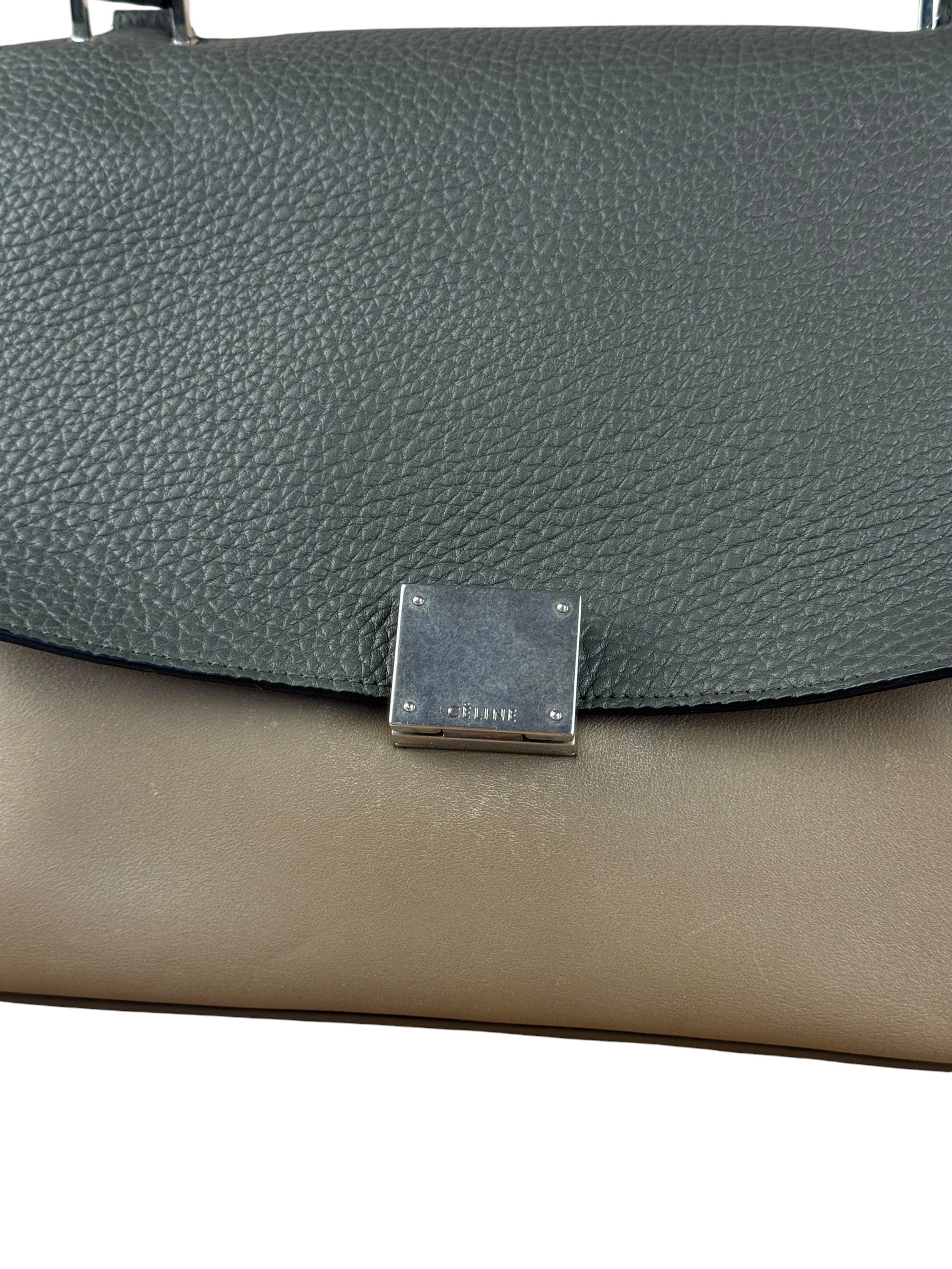 Celine Tricolor Trapeze Pebbled Leather Hand Bag