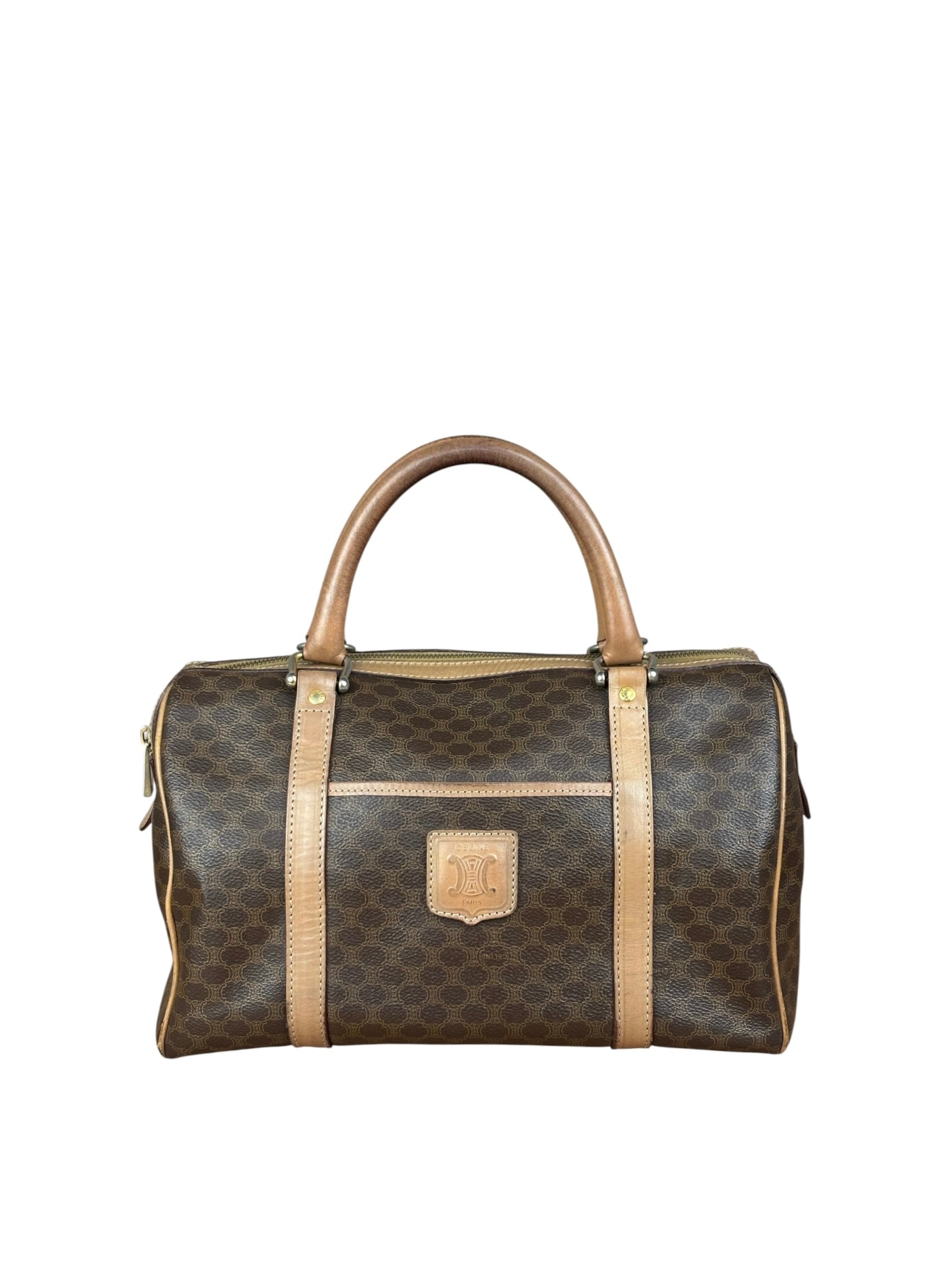 Celine Brown Leather Boston Handbag