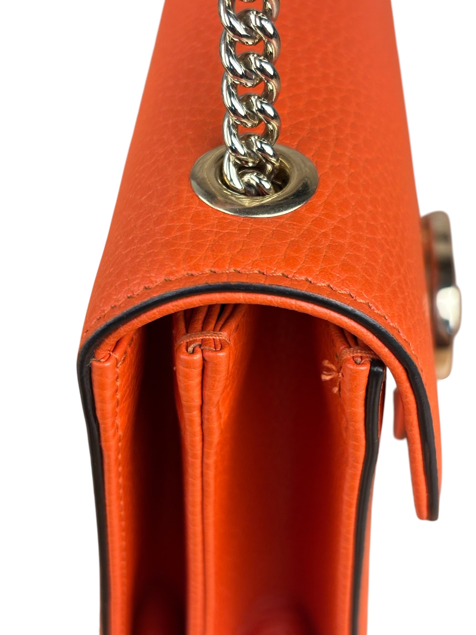 Gucci Orange Leather G Dollar Interlocking Small Shoulder Bag
