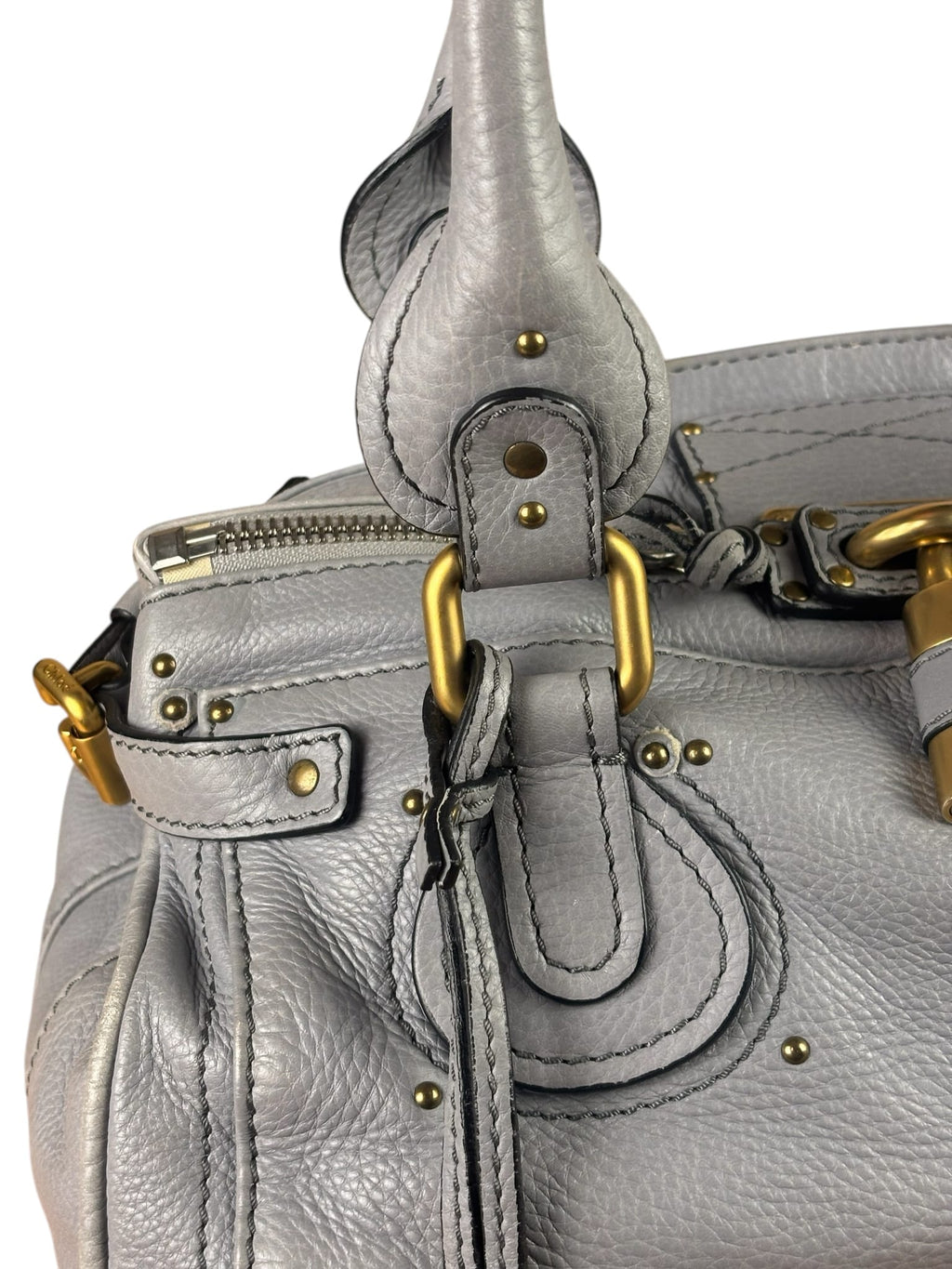 Chloe Grey Leather Paddington Handbag