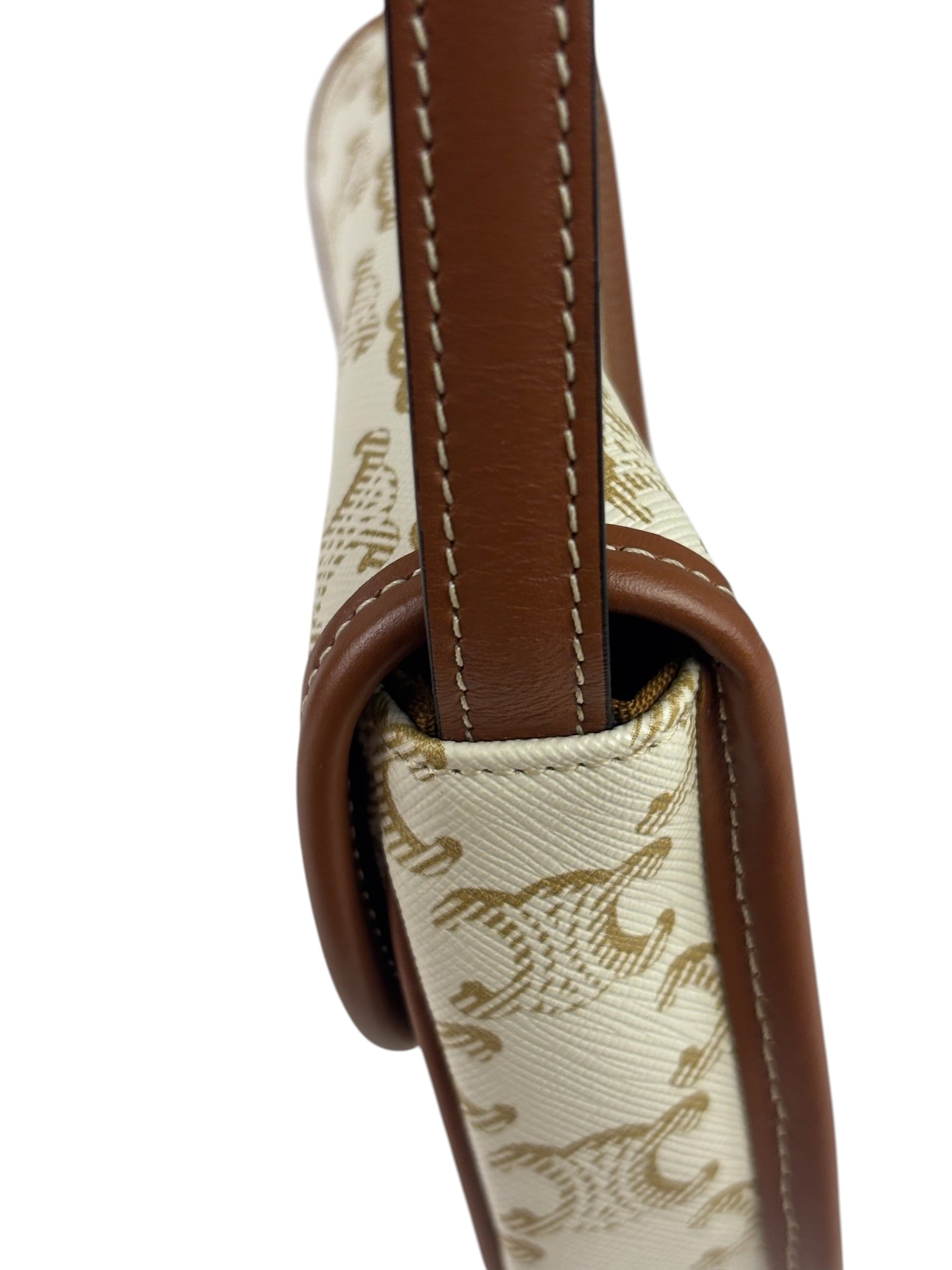 Celine White Leather Macadam Nano Triomphe Besace Shoulder Bag