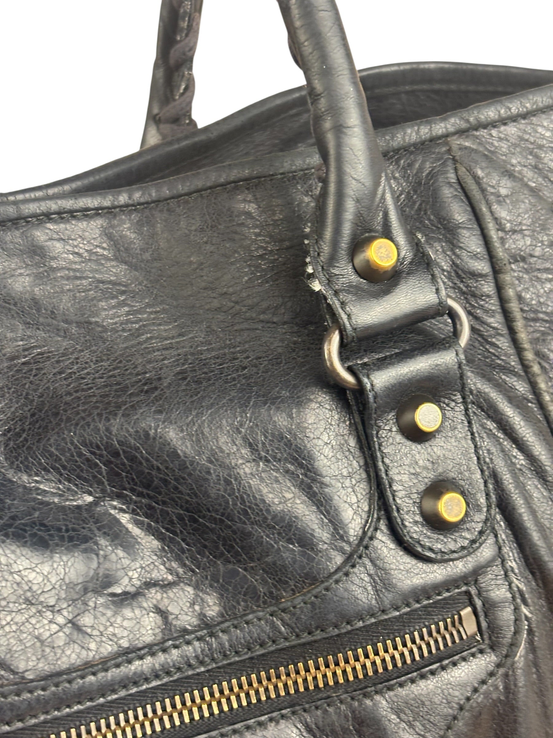 Balenciaga Vintage Black Leather Classic Sunday Tote Bag