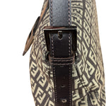 Fendi Black/Beige Leather Trim Zucca Mamma Baguette