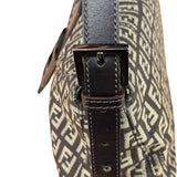 Fendi Black/Beige Leather Trim Zucca Mamma Baguette