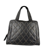 Chanel Vintage Black Leather Wild Stitch Bowler Handbag 2001
