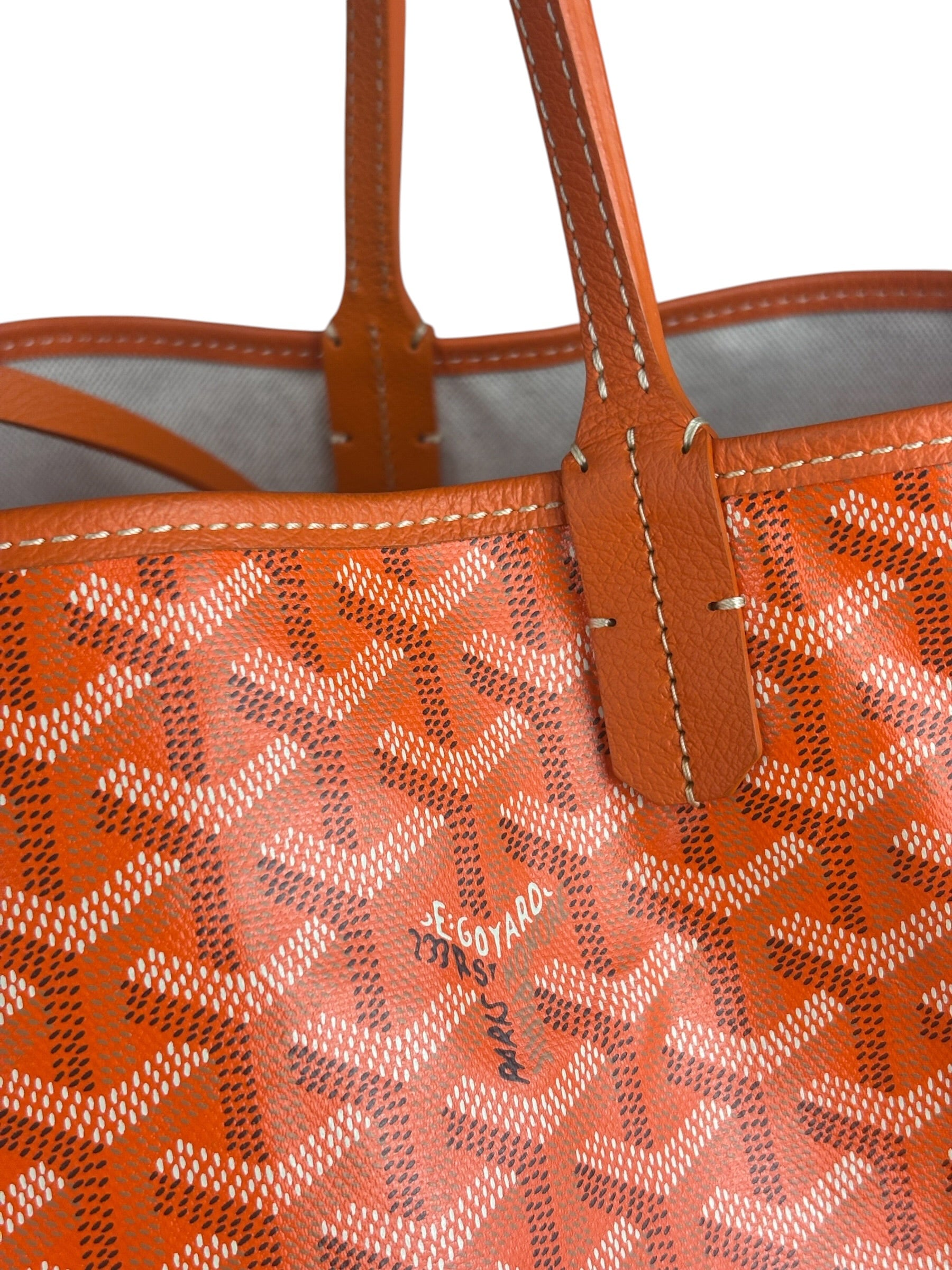 Goyard Saint Louis Orange Leather Tote Bag