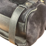 Salvatore Ferragamo Black Rabbit Fur Leather Trim Shoulder Bag
