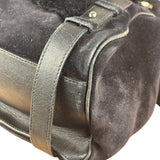 Salvatore Ferragamo Black Rabbit Fur Leather Trim Shoulder Bag