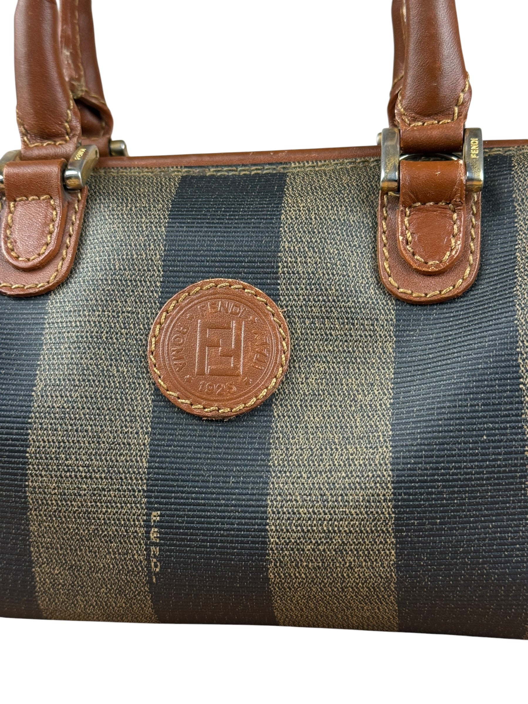 Fendi Vintage Pequin Stripped Nano Boston Bag