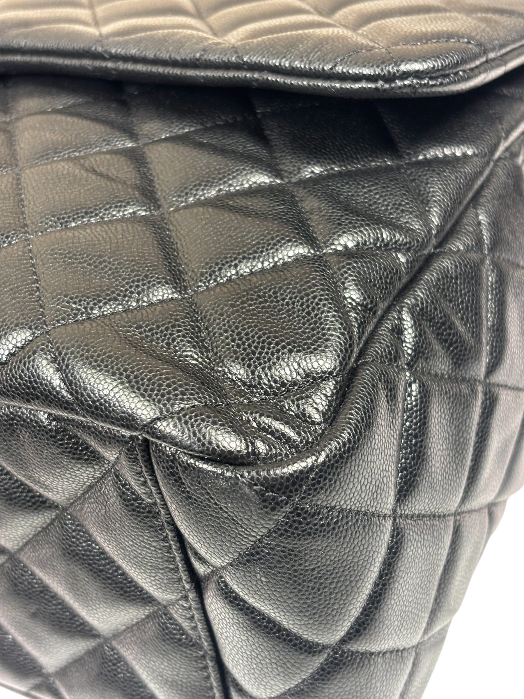 Chanel Black Quilted Caviar Jumbo Flap Bag 2021
