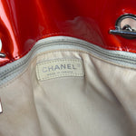 Chanel Red Patent CC Crystal Bon Bon Chain Tote
