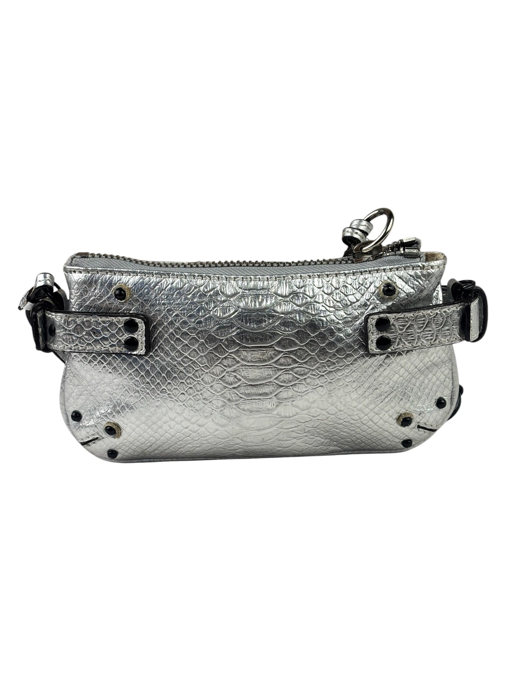 Chloe Metallic Silver Leather Paddington Pochette